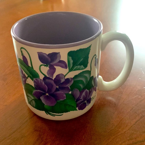 Vibrant Purple Pansy and Green Leaves Coffee Cup/Mug - Picture 1 of 7